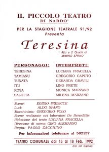 Locandina stagione teatrale 91/92